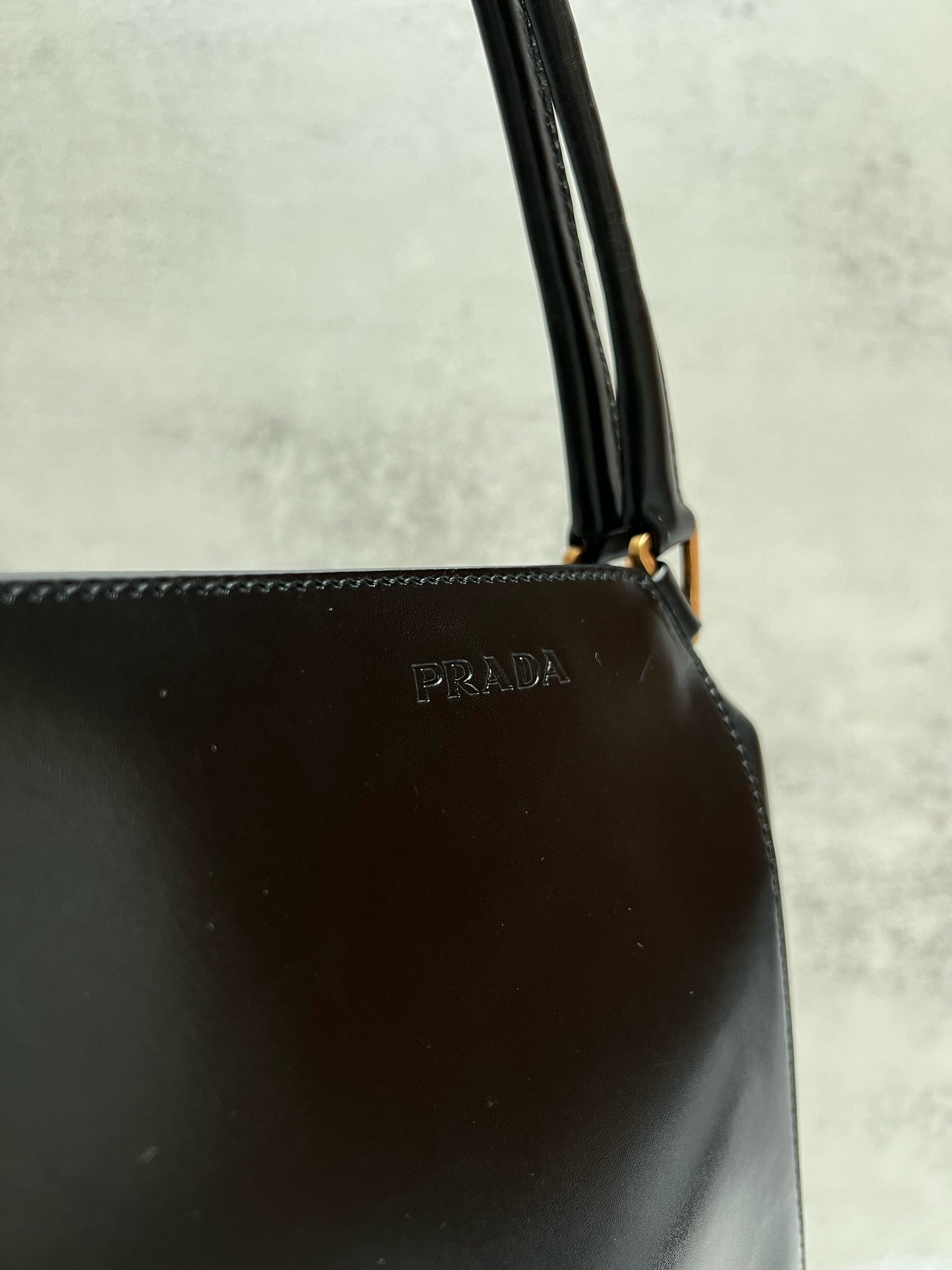 Prada Vintage Vitello Chic Black Leather Shoulder Bag