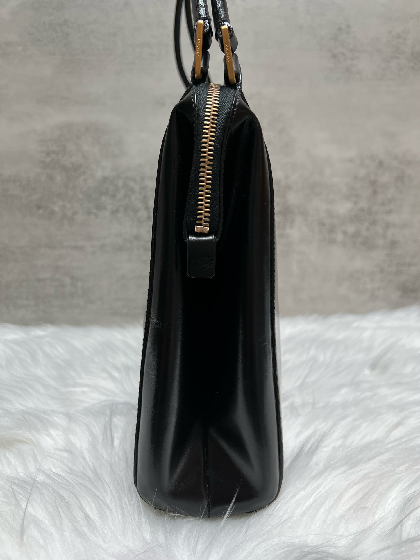 Prada Vintage Vitello Chic Black Leather Shoulder Bag