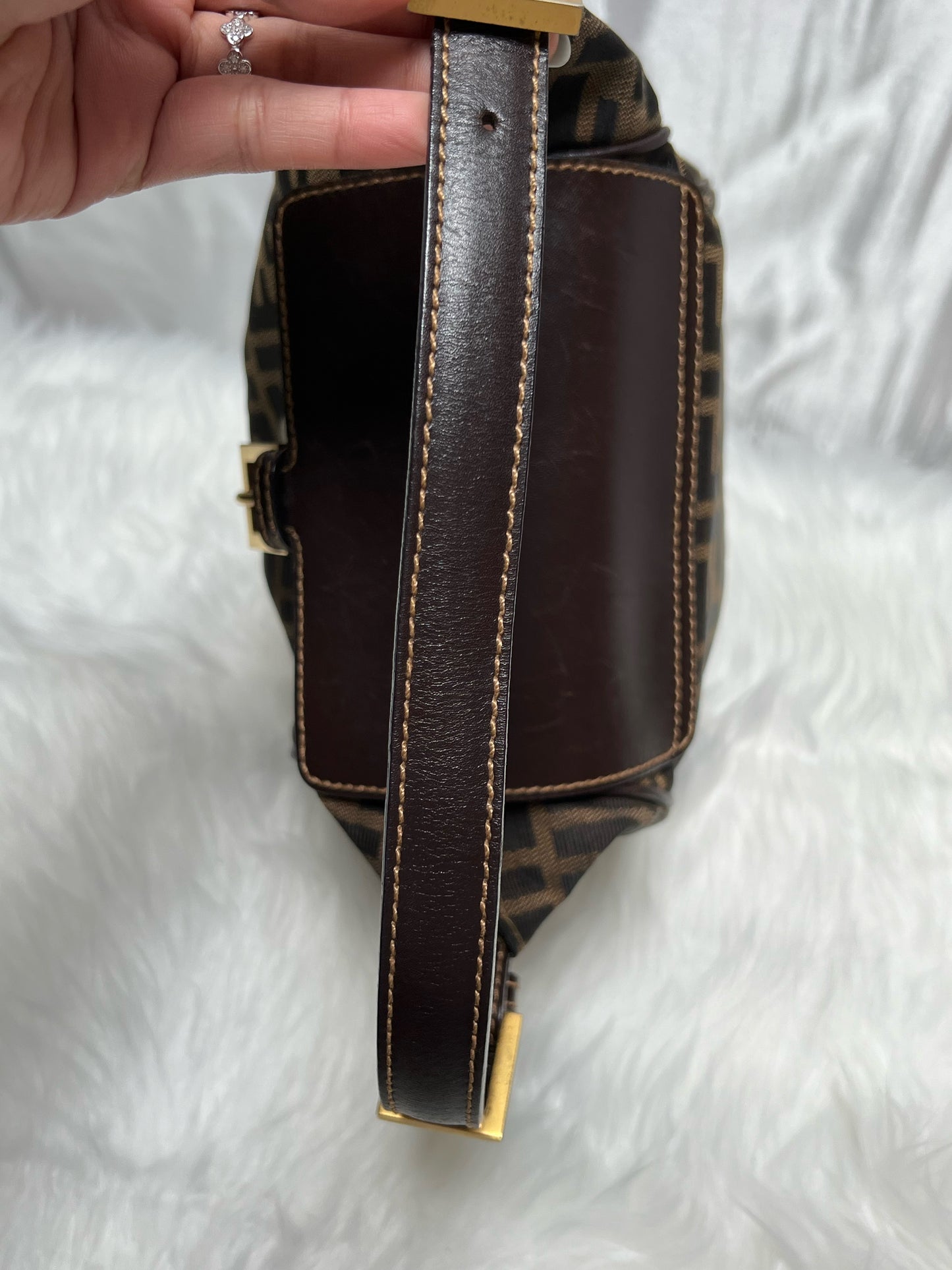 Fendi Rare Zucca Canvas & Leather Handbag Brown