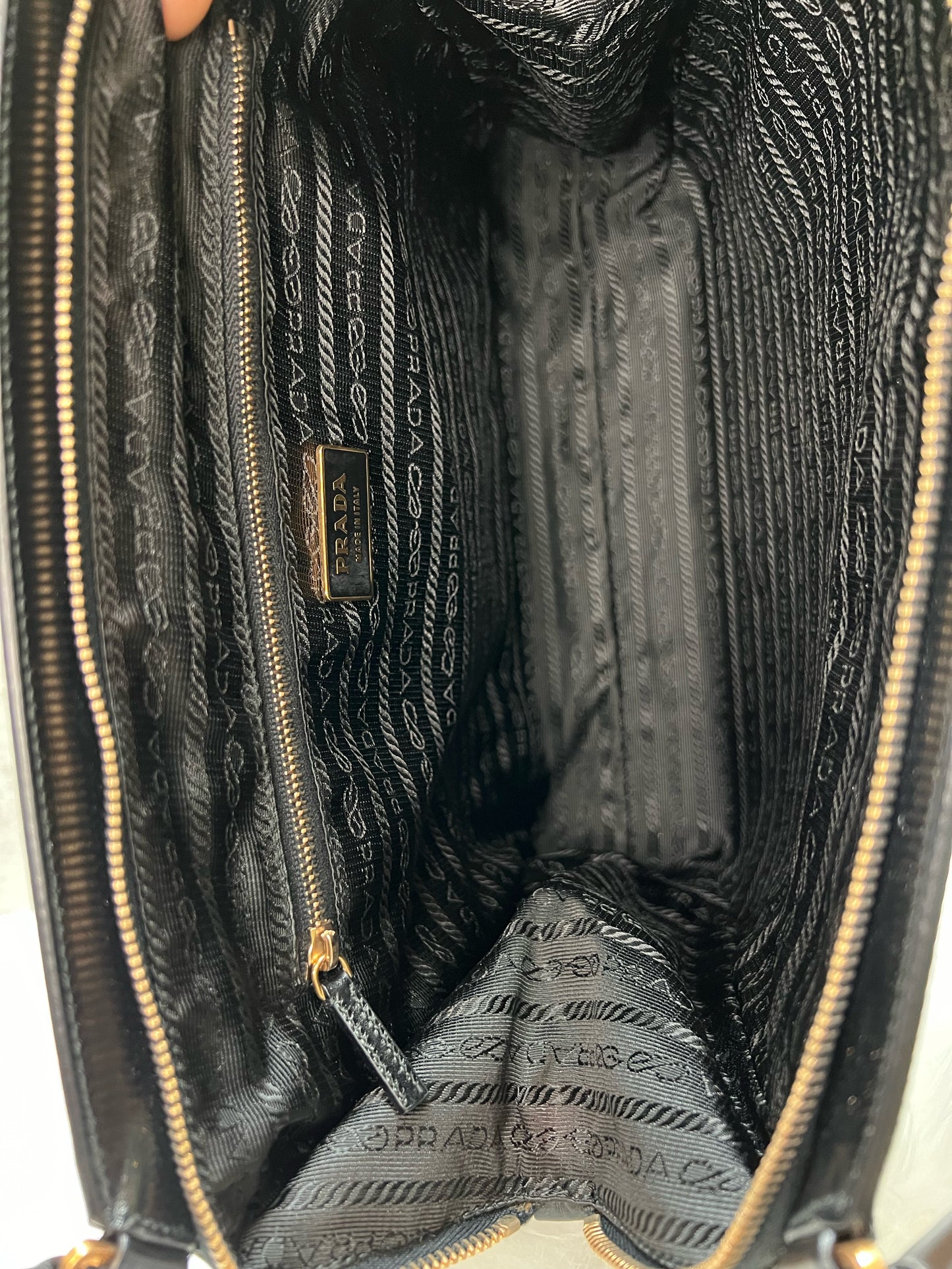 Prada Vintage Vitello Chic Black Leather Shoulder Bag