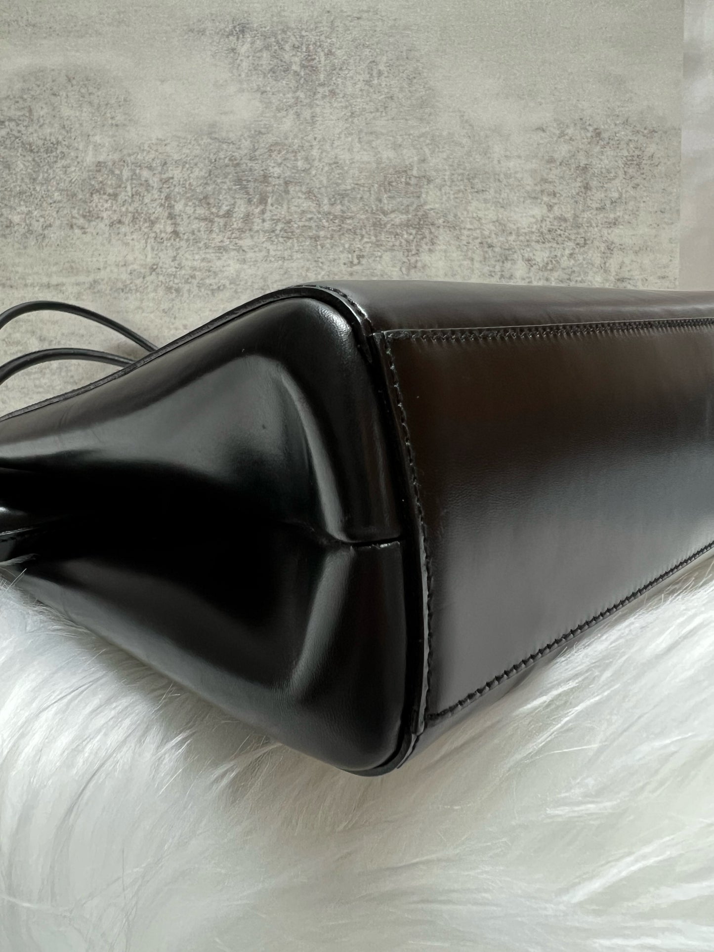 Prada Vintage Vitello Chic Black Leather Shoulder Bag