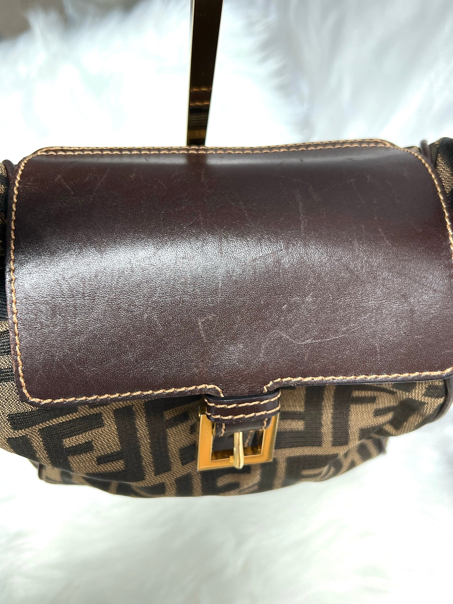 Fendi Rare Zucca Canvas & Leather Handbag Brown