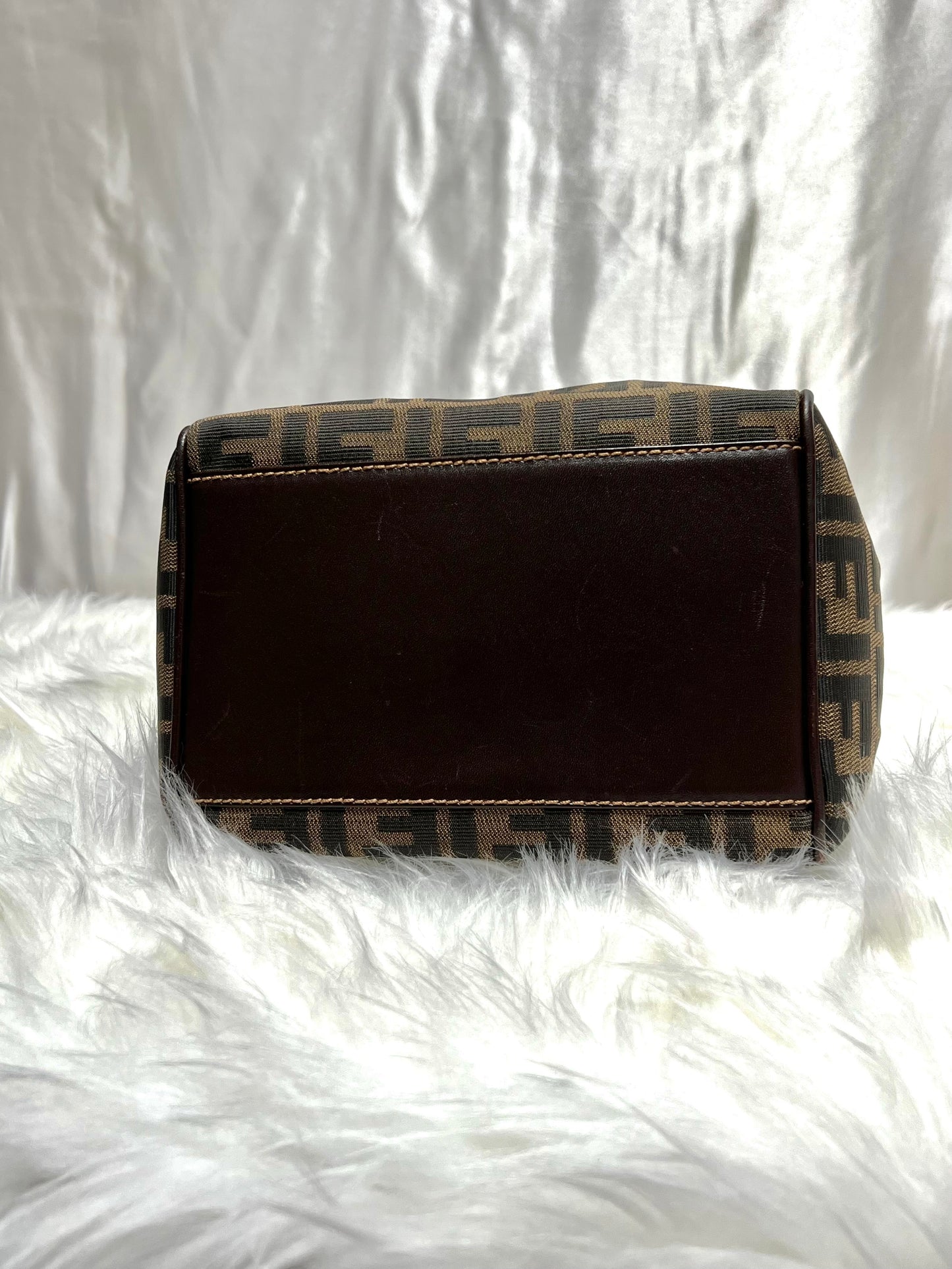 Fendi Rare Zucca Canvas & Leather Handbag Brown