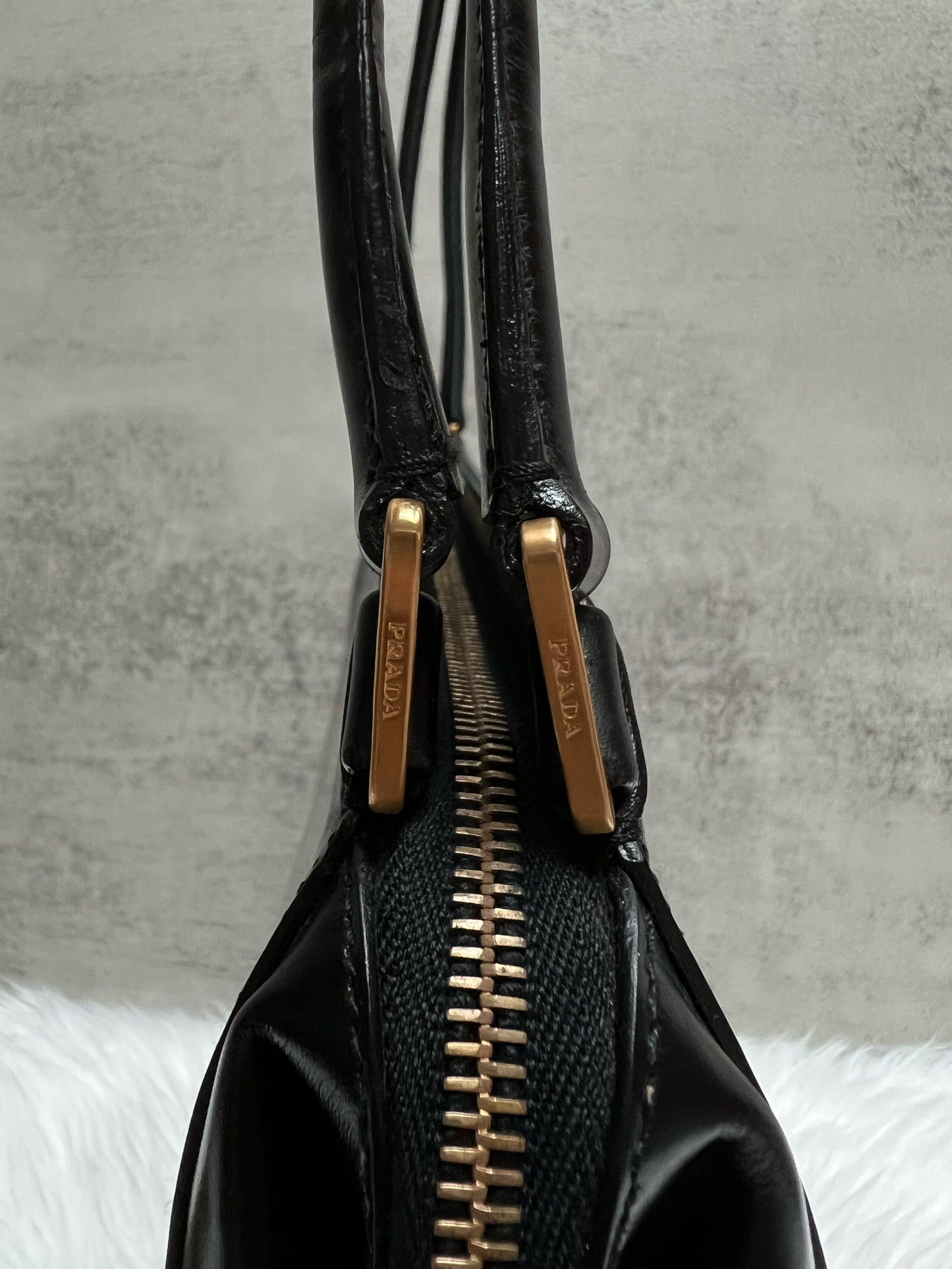 Prada Vintage Vitello Chic Black Leather Shoulder Bag