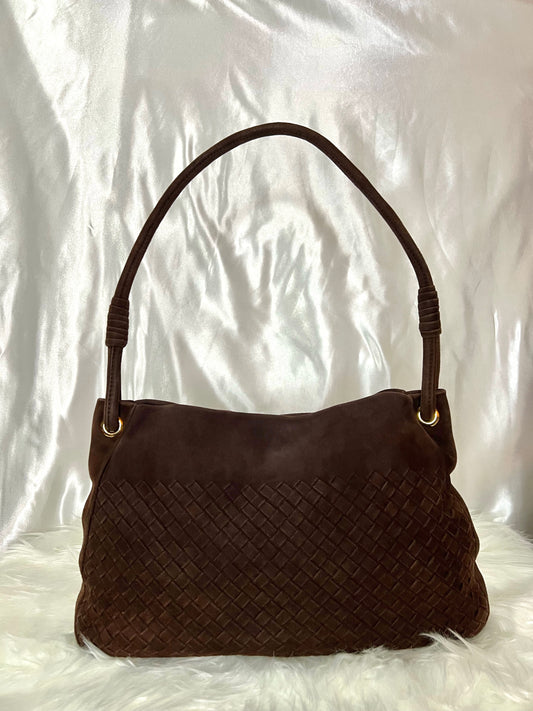 Bottega Veneta Intrecciato Suede Shoulder Bag