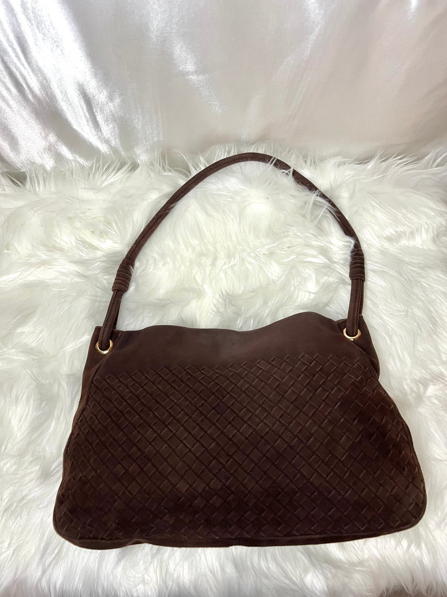 Bottega Veneta Intrecciato Suede Shoulder Bag
