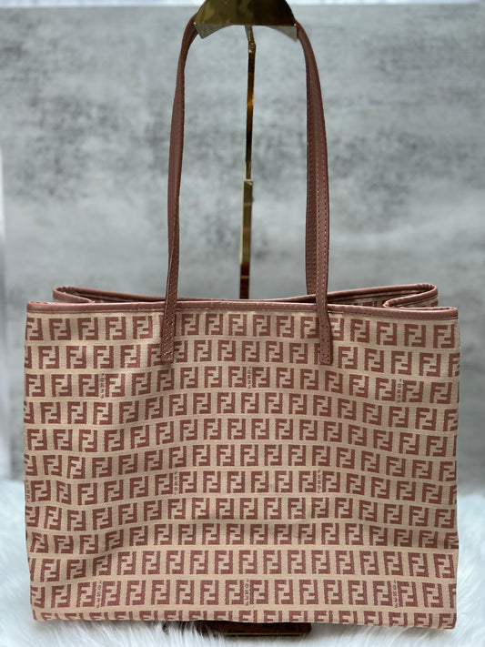 Fendi Pink Zucchino Canvas Tote